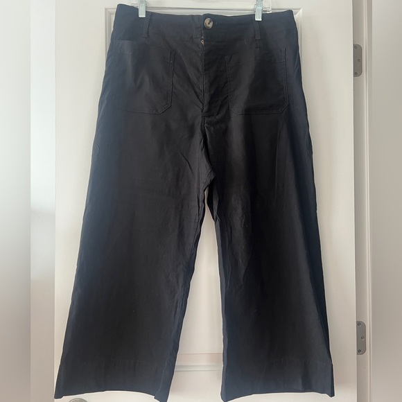 Maeve by Anthroplogie Colette Crop Wide-Leg Pants, size 34 Petite, Black - Picture 3 of 5
